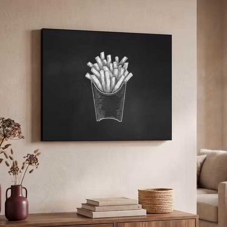 Art Frame - Friet - Witte krijttekening - Zwart — 7