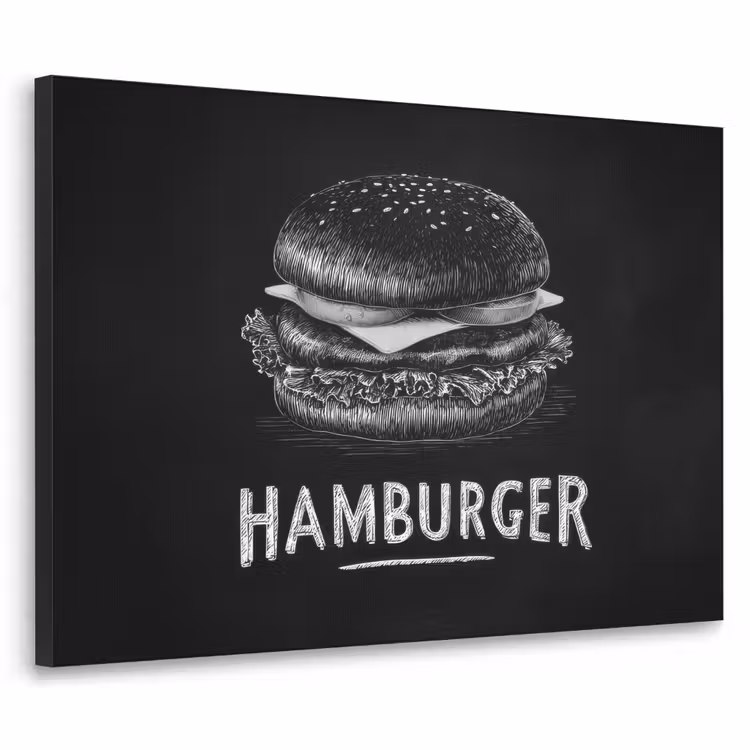 Art Frame - Hamburger - Krijttekst - Zwart - Wit — 1