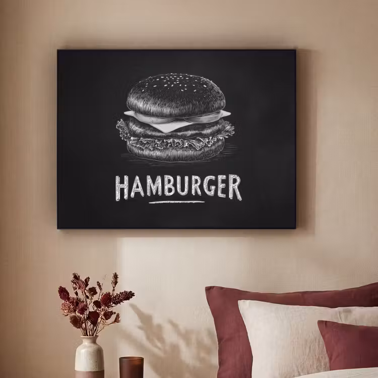 Art Frame - Hamburger - Krijttekst - Zwart - Wit — 3