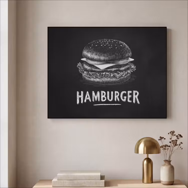Art Frame - Hamburger - Krijttekst - Zwart - Wit — 5