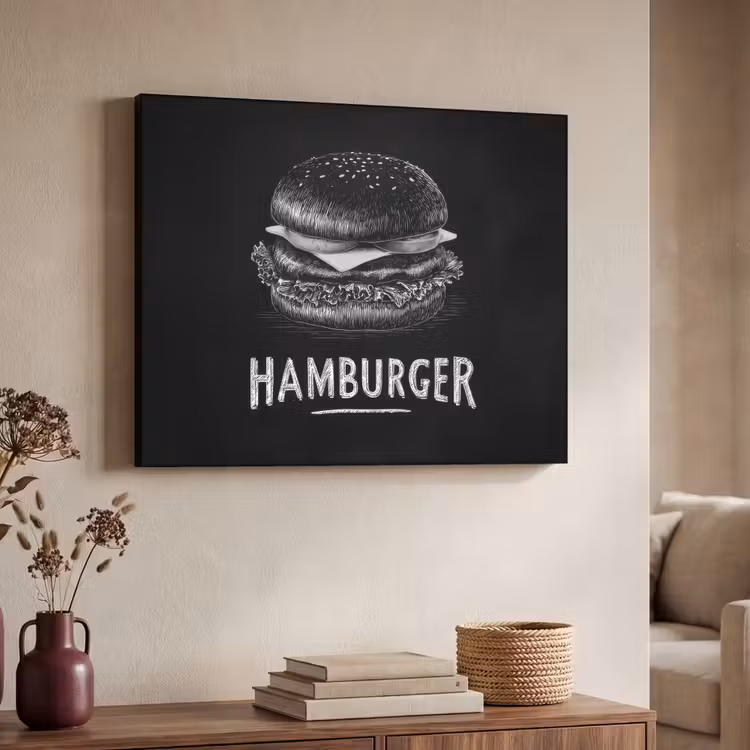 Art Frame - Hamburger - Krijttekst - Zwart - Wit — 7