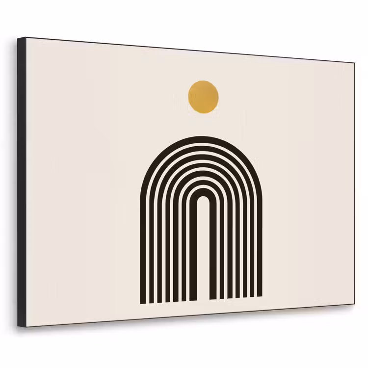 Art Frame - Minimalistisch - Zwarte boog - Gouden cirkel — 1