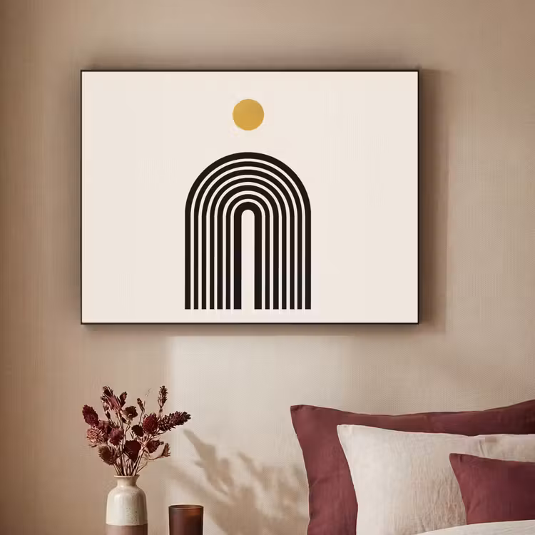 Art Frame - Minimalistisch - Zwarte boog - Gouden cirkel — 3