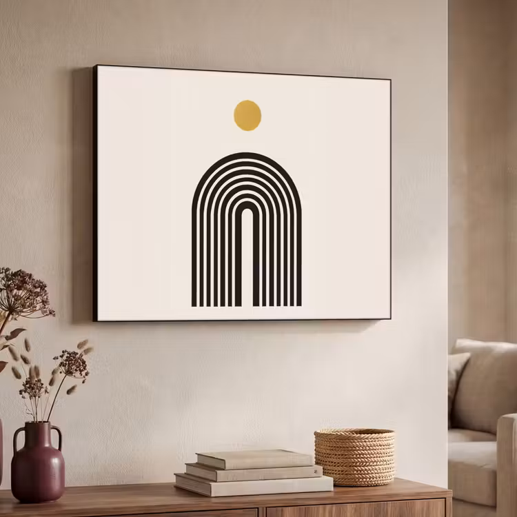 Art Frame - Minimalistisch - Zwarte boog - Gouden cirkel — 7