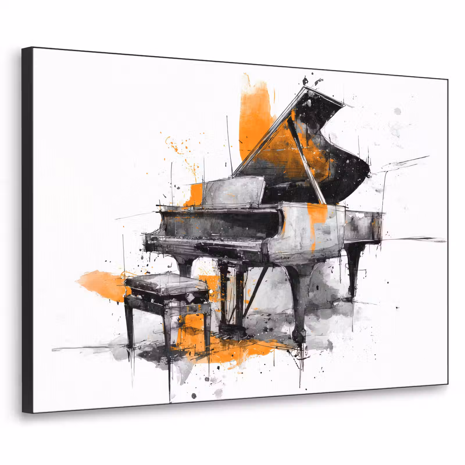 Art Frame - Piano - Oranje - Zwart - schets lijnen — 1