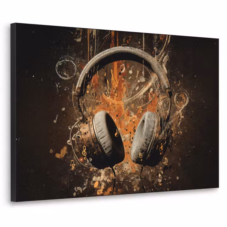 Art Frame - Koptelefoon - Bruin - Dynamische penseelstreken — 1