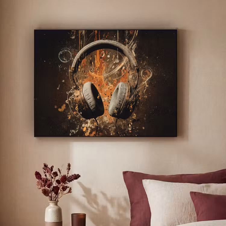 Art Frame - Koptelefoon - Bruin - Dynamische penseelstreken — 3