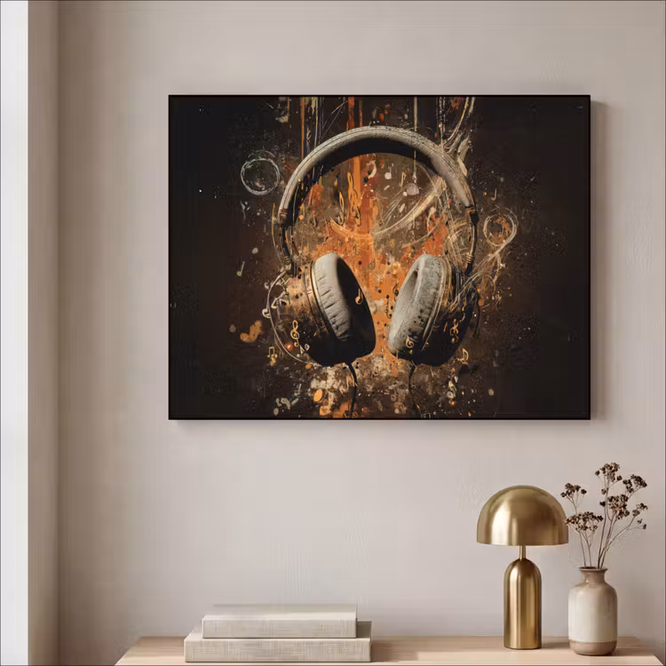 Art Frame - Koptelefoon - Bruin - Dynamische penseelstreken — 5