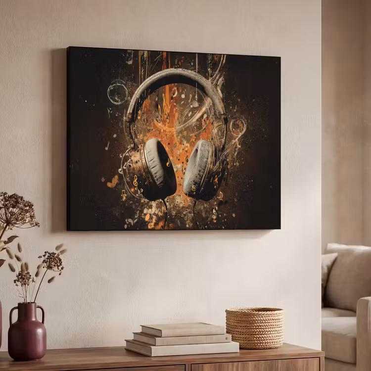 Art Frame - Koptelefoon - Bruin - Dynamische penseelstreken — 7