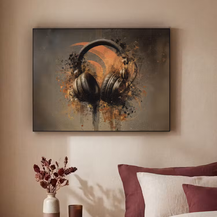 Art Frame - Koptelefoon - Bruin - Verf - Vintage — 3