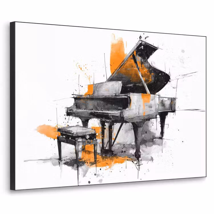 Art Frame - Piano - Oranje - Zwart - schets lijnen — 1