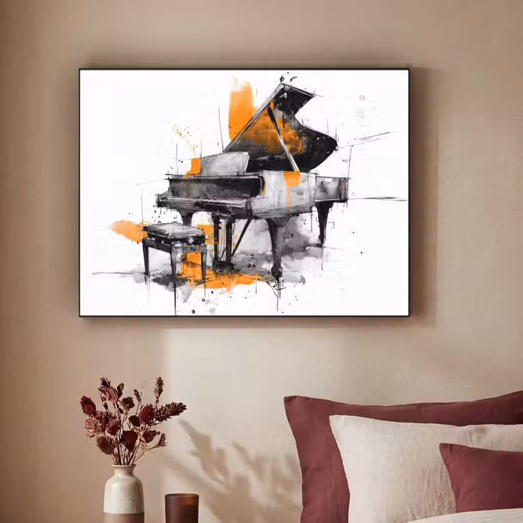 Art Frame - Piano - Oranje - Zwart - schets lijnen — 3