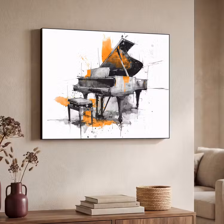 Art Frame - Piano - Oranje - Zwart - schets lijnen — 7