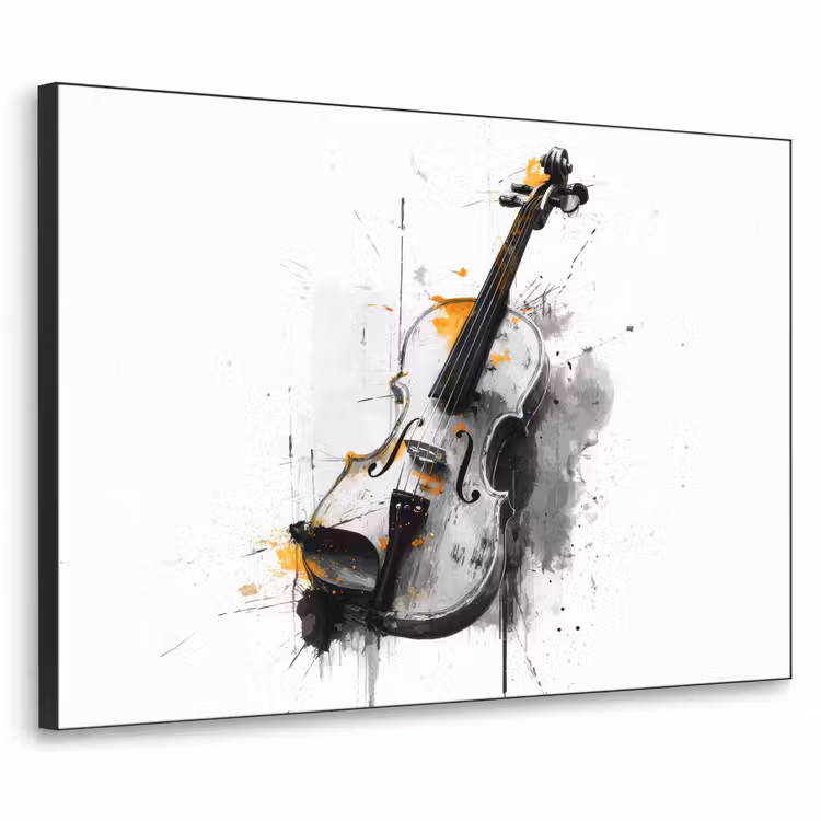 Art Frame - Viool - Oranje - Zwart - Penseelstreken — 1