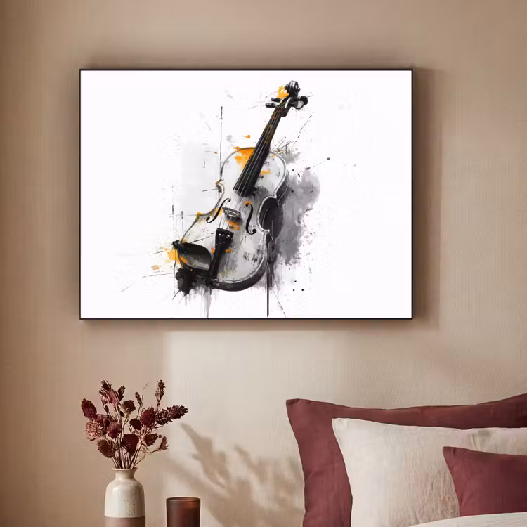 Art Frame - Viool - Oranje - Zwart - Penseelstreken — 3