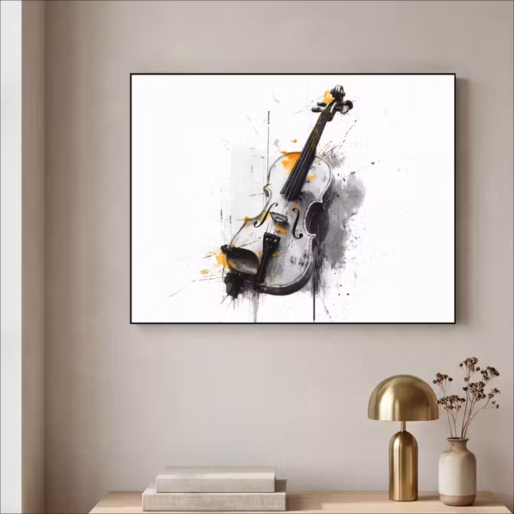 Art Frame - Viool - Oranje - Zwart - Penseelstreken — 5