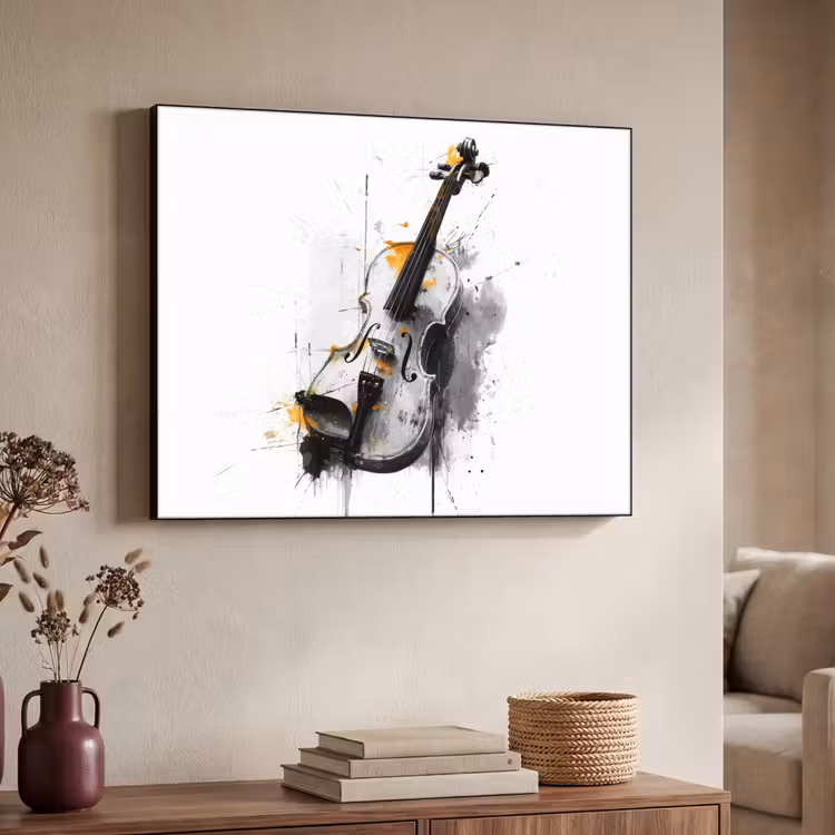 Art Frame - Viool - Oranje - Zwart - Penseelstreken — 7