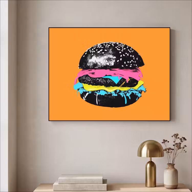 Art Frame - Hamburger - Oranje - Neon - popart — 5