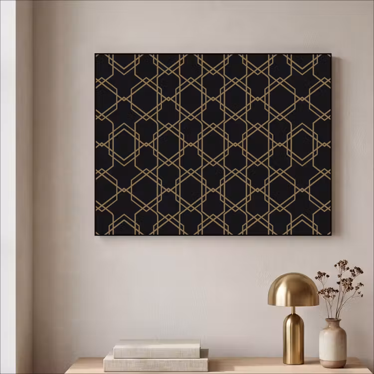 Art Frame - Verweven - Zeshoeken - Zwart - Goud — 5