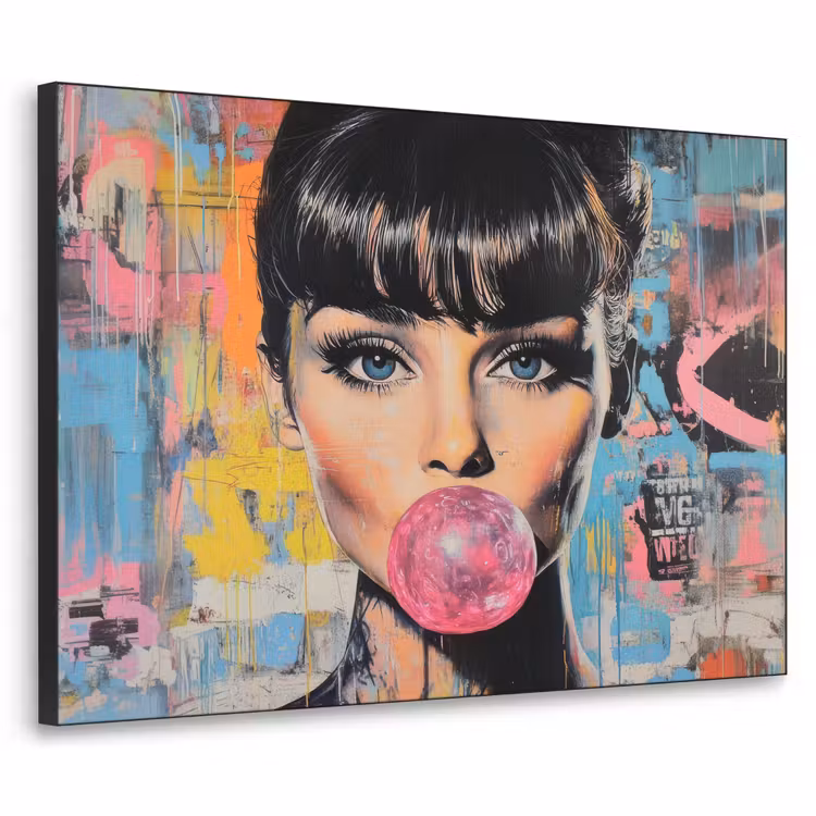 Art Frame - Kauwgom - Vrouw - Penseelstreken - Modern — 1
