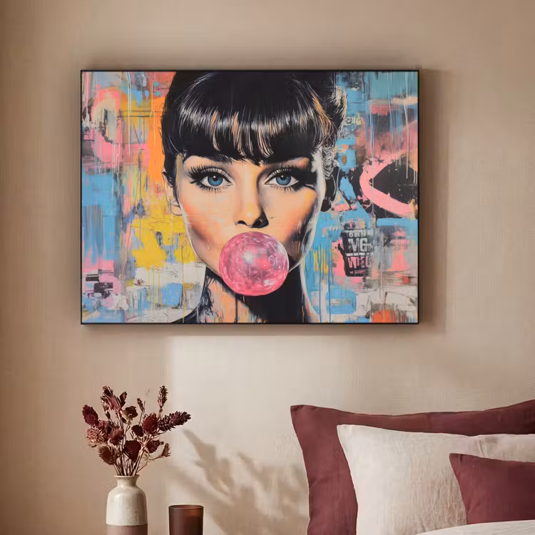 Art Frame - Kauwgom - Vrouw - Penseelstreken - Modern — 3