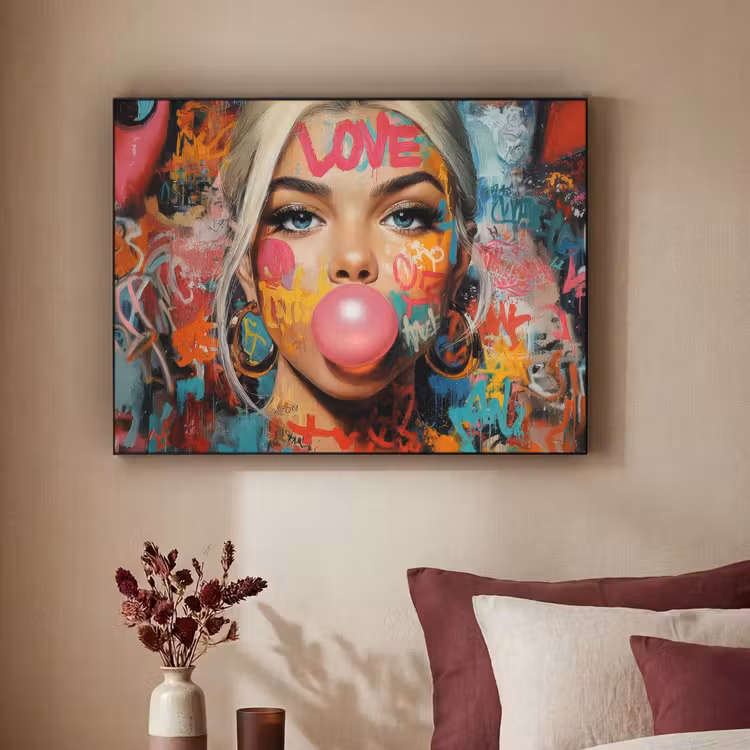 Art Frame - Vrouw - Kauwgom - Graffiti - Love — 3