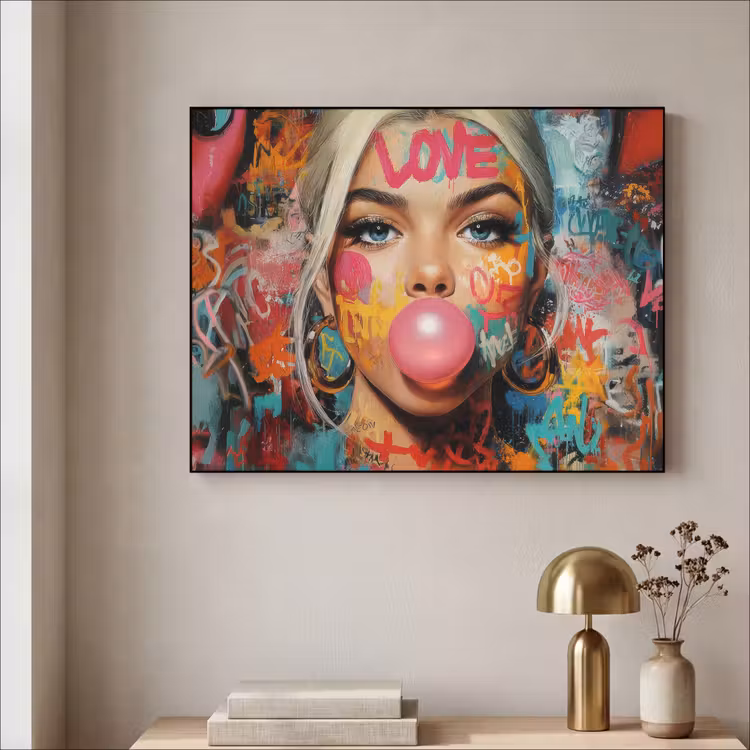 Art Frame - Vrouw - Kauwgom - Graffiti - Love — 5