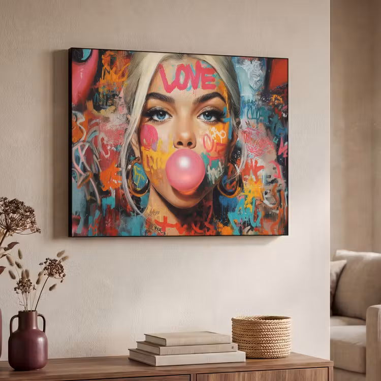 Art Frame - Vrouw - Kauwgom - Graffiti - Love — 7