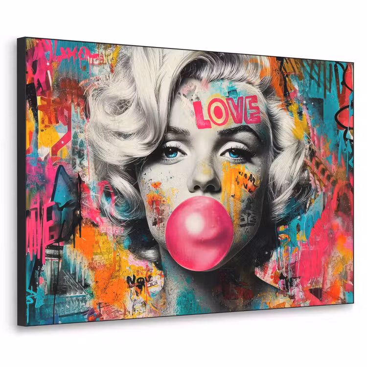 Art Frame - Vrouw - Kauwgom - Graffiti - Neonkleuren — 1