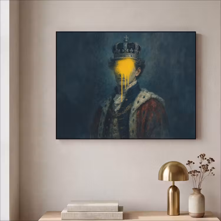 Art Frame - Koning - Portret - Druipende gele verf — 5