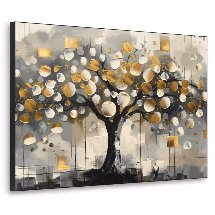 Art Frame - Boom - Abstract - Beige - Goud - Zwart — 1
