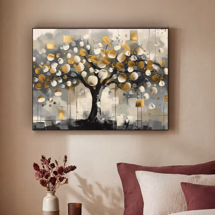 Art Frame - Boom - Abstract - Beige - Goud - Zwart — 3