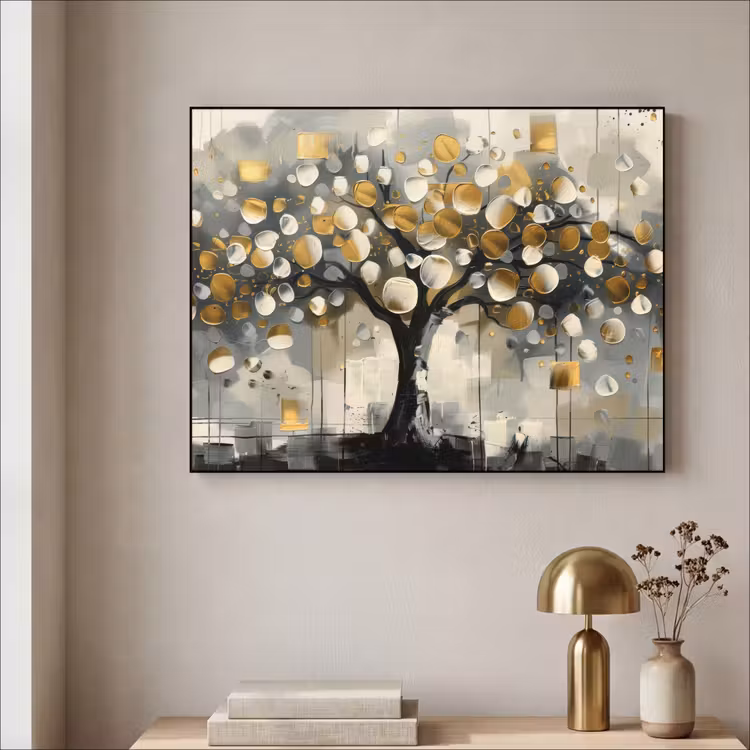 Art Frame - Boom - Abstract - Beige - Goud - Zwart — 5