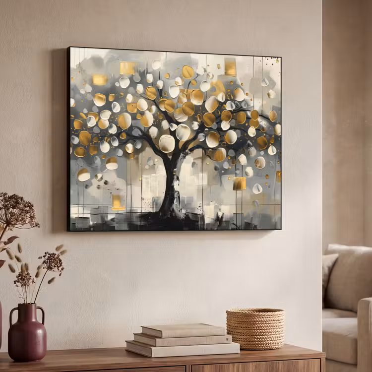 Art Frame - Boom - Abstract - Beige - Goud - Zwart — 7