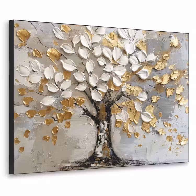 Art Frame - Boom - Beige - Grijs - Goud - Abstract — 1