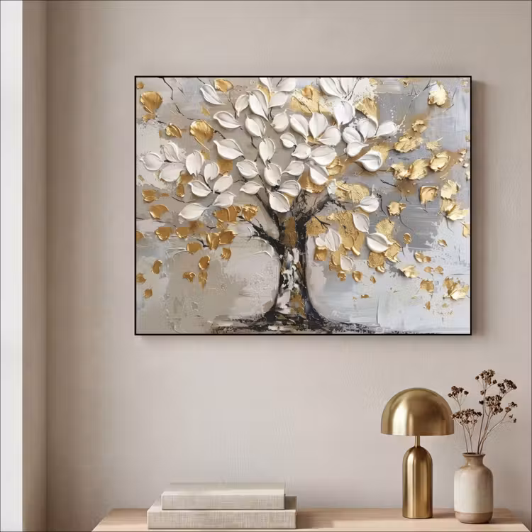 Art Frame - Boom - Beige - Grijs - Goud - Abstract — 5
