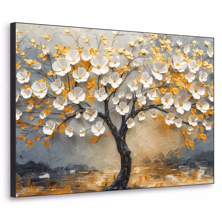 Art Frame - Boom - Bloemen - Goud - Beige — 1