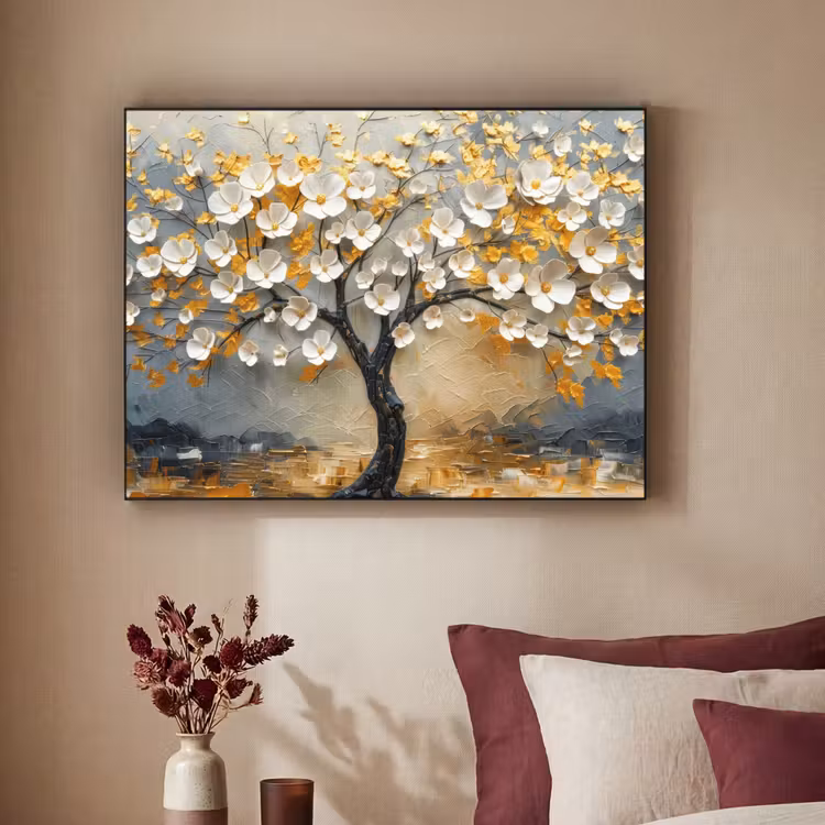 Art Frame - Boom - Bloemen - Goud - Beige — 3