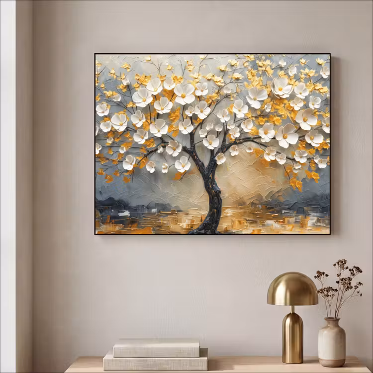 Art Frame - Boom - Bloemen - Goud - Beige — 5