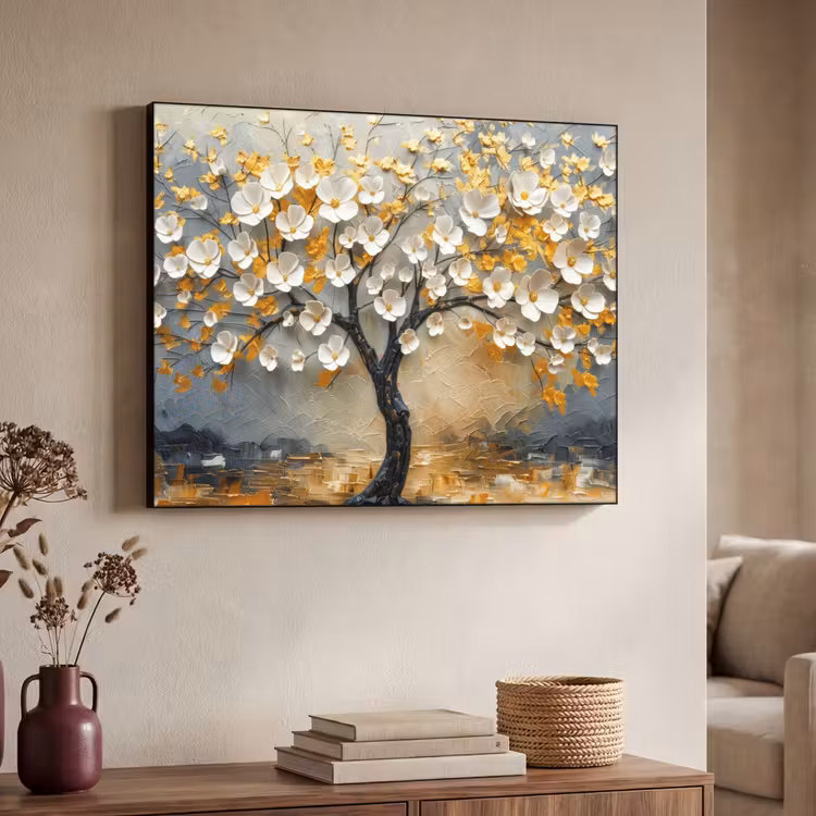 Art Frame - Boom - Bloemen - Goud - Beige — 7