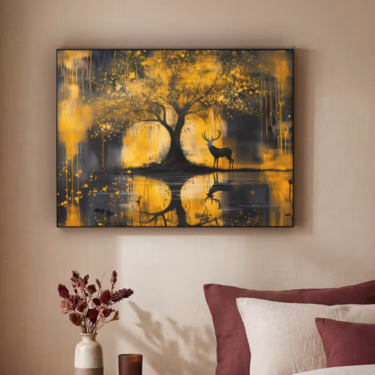 Art Frame - Boom - Verflook - Hert - Natuur - Goud — 3
