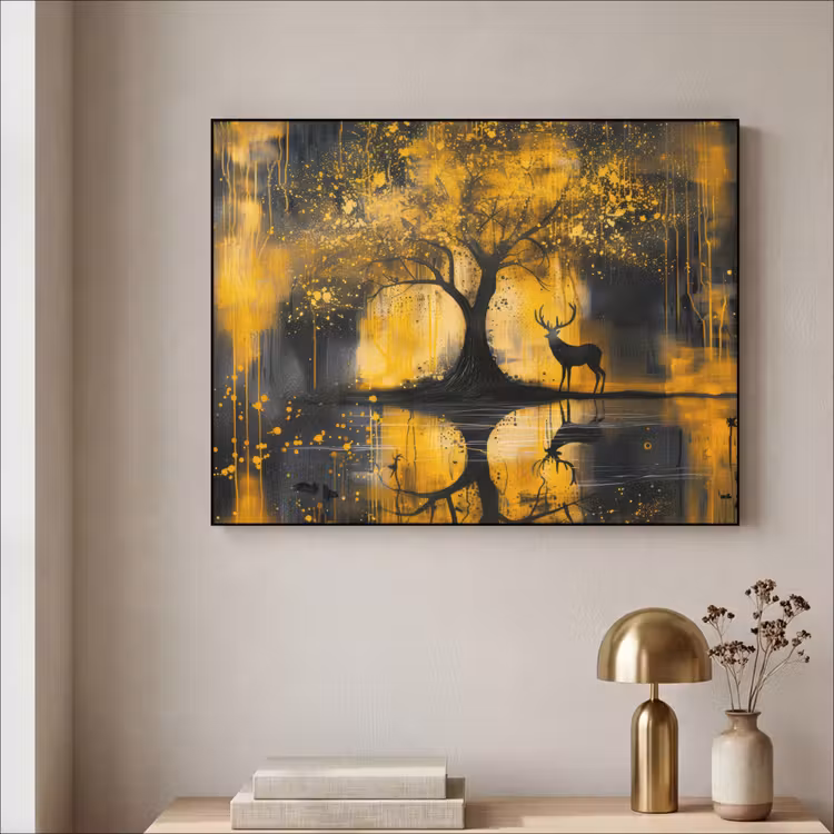 Art Frame - Boom - Verflook - Hert - Natuur - Goud — 5