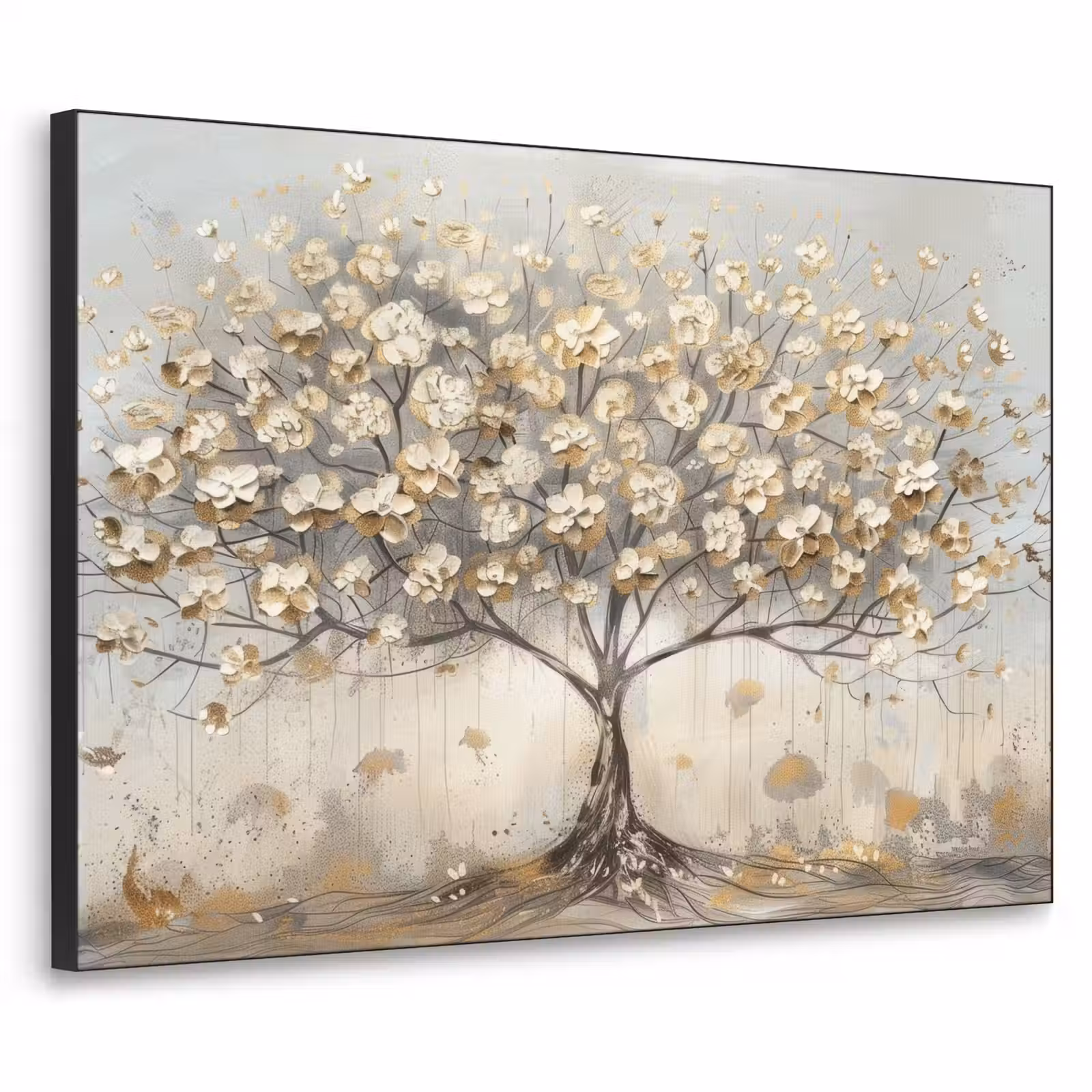 Art Frame - Boom - Beige - Goud - Verflook - Grijs — 1