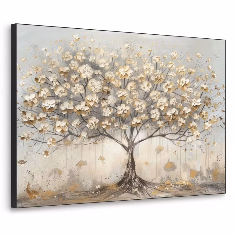 Art Frame - Boom - Beige - Goud - Verflook - Grijs — 1
