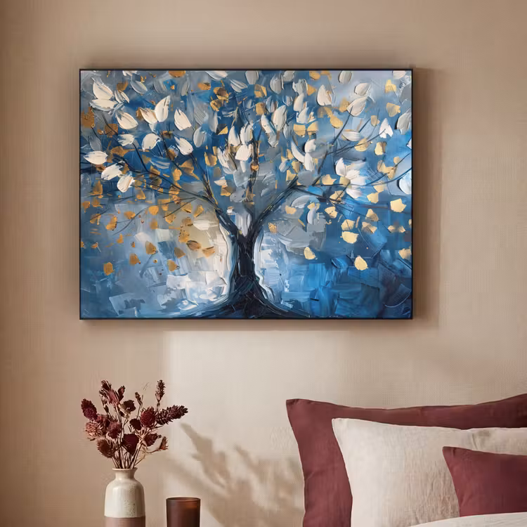 Art Frame - Boom - Blauw - Goud - Abstract — 3