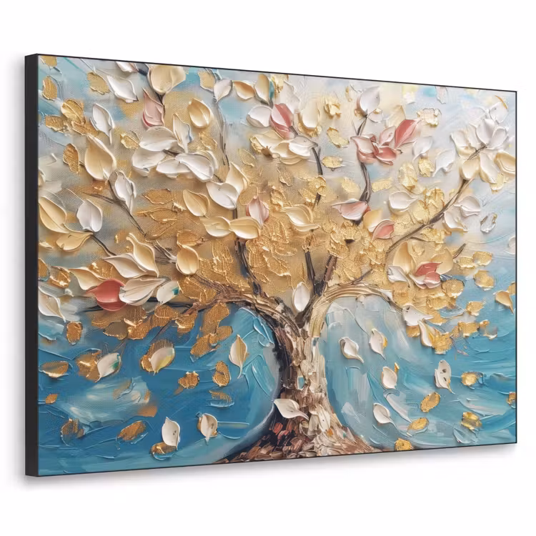 Art Frame - Boom - Blauw - Goud - Abstract - Modern — 1