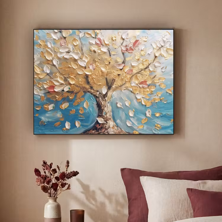 Art Frame - Boom - Blauw - Goud - Abstract - Modern — 3