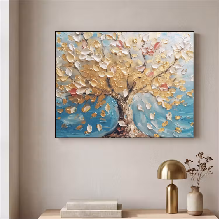 Art Frame - Boom - Blauw - Goud - Abstract - Modern — 5