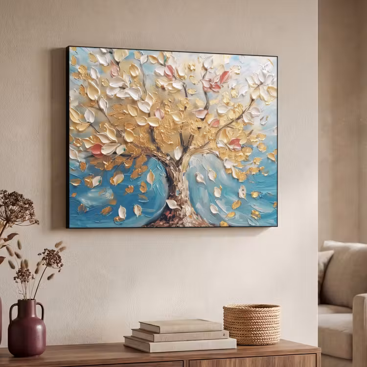 Art Frame - Boom - Blauw - Goud - Abstract - Modern — 7