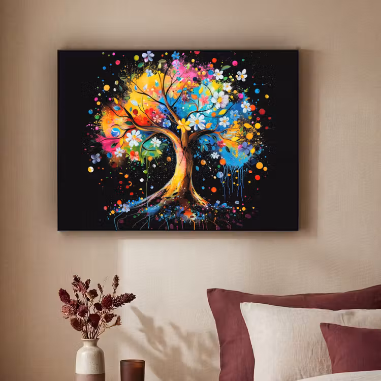 Art Frame - Boom - Kleurrijk - Bloemen - Zwart — 3
